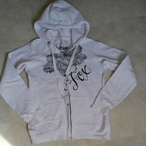 Fox White Graphic Zip-Up Hoodie
